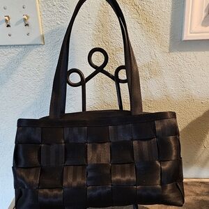 Harvey's Original Seatbelt Black Woven Shoulder Bag